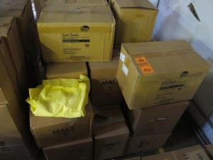 (675) COVERALLS, EXTRA EXTRA LARGE SIZE, BREATHABLE, DISPOSABLE KIND, POLYPROPYLENE, 2-OUNCE, INCINERABLE PAPER MATERIAL, YELLOW COLOR. LOADING & HANDLING FEE $30-4097